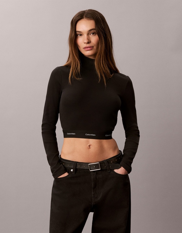Calvin Klein Jeans - Baby Rib Crop Logo Neck Top