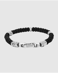 Nialaya Jewellery - Men's Hexagon Beaded Bracelet with Black Onyx and Silver