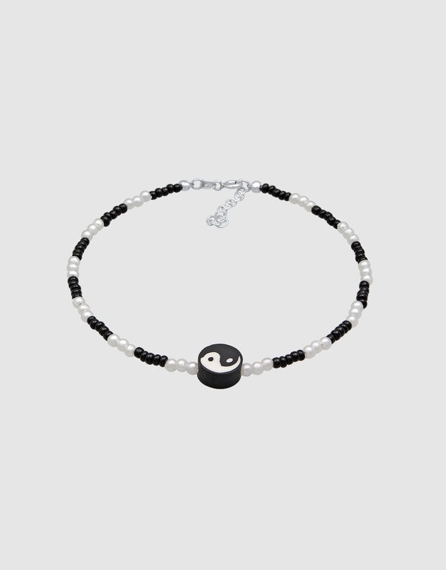 Elli Jewelry - Yin Yang Bead Anklet in 925 Silver