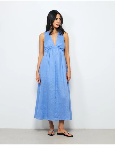 AERE - Navi Linen Midi Dress