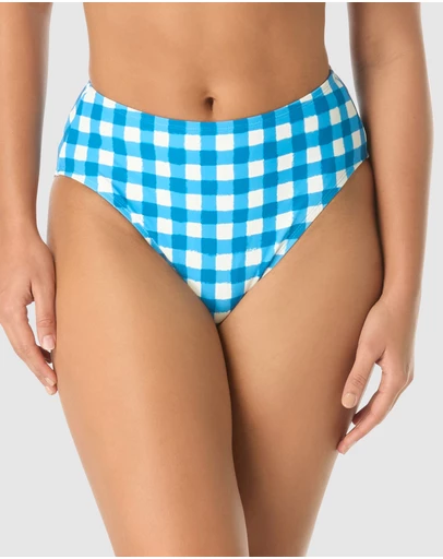 Kate Spade - Gingham High Cut High Waist Bikini Bottom