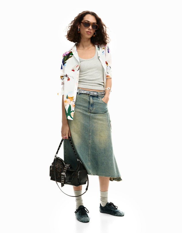 Desigual - Medium bag with flower appliqués