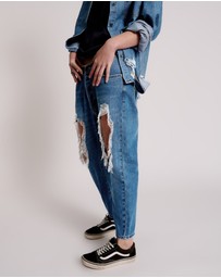 ONE TEASPOON - Bay Blue Kingpins Cropped Boyfriend Jeans