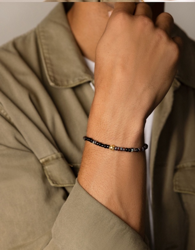 Nialaya Jewellery - Wristband With Dark Japanese Miyuki Beads