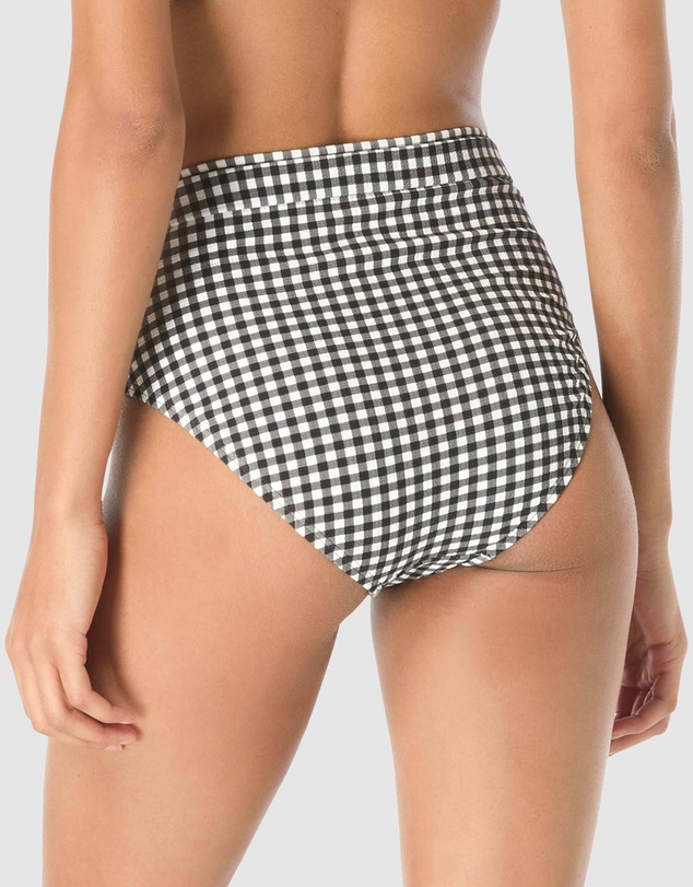 Michael Kors - Boho Gingham Belted High Waist Bikini Bottom