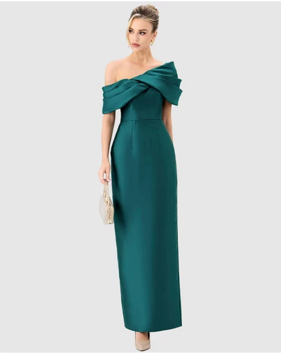 Bariano - Weiss Asymmetric Off Shoulder Gown