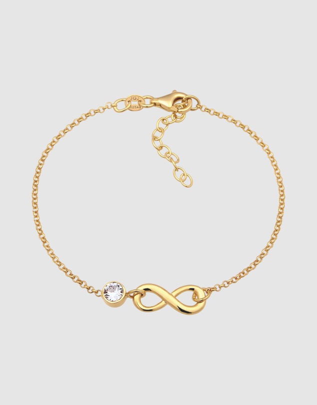 Elli Jewelry - Bracelet Women Infinity White Crystals 925 Sterling Silver Gold Plated