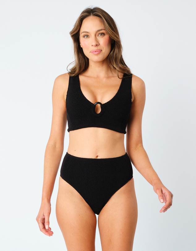 UNE PIECE - Crinkle Cut V-Neck Bralette Bikini Top with Ring