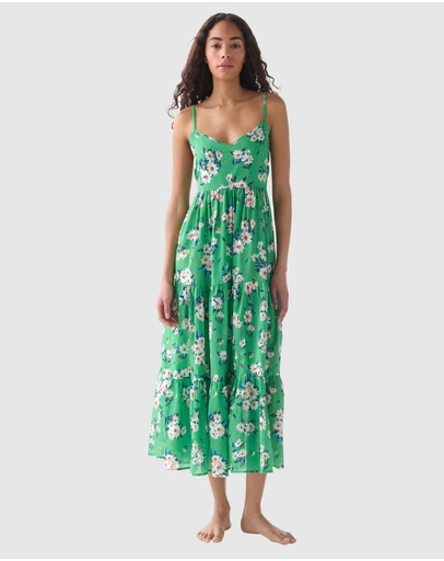 Kate Spade - Spring Daisies Tiered Midi Tie-Back Cotton Beach Dress & Cover-Up