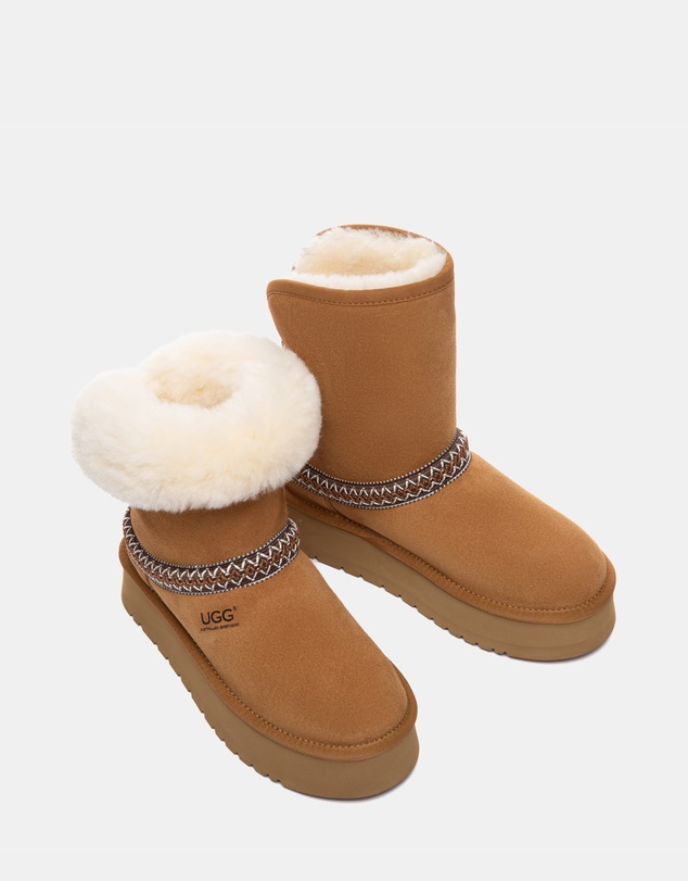 EVERAU - Australian Shepherd Ugg Short Fayle Platform Cow Suede Upper UGG Boots