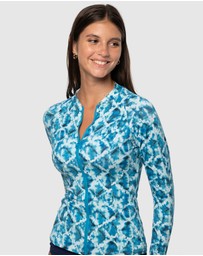 Nip Tuck Swim - Celestial Waters Yolanda Longsleeve Full Zip Sun Top