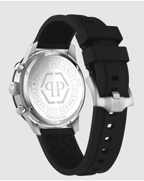 Philipp Plein - Pleinmeter - 44mm Silver Dial and Black Silicone Strap