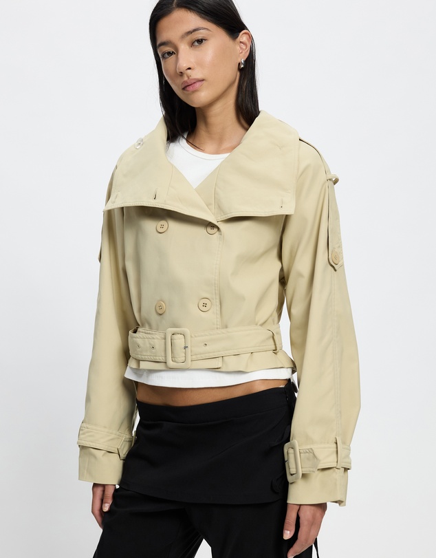 Lioness - Blanc Cropped Trench Coat - ICONIC EXCLUSIVE