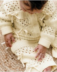 Kynd Baby - Knit Bow Pant in Ivory