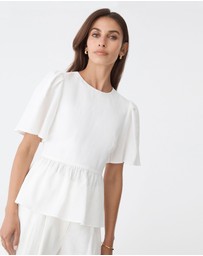 Forcast - Jade Linen Peplum Top