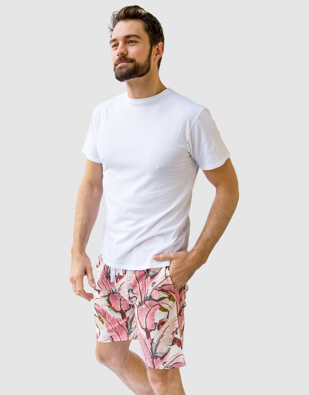 Sant And Abel - Men's Martinique® Pink Banana Leaf Sleep Shorts