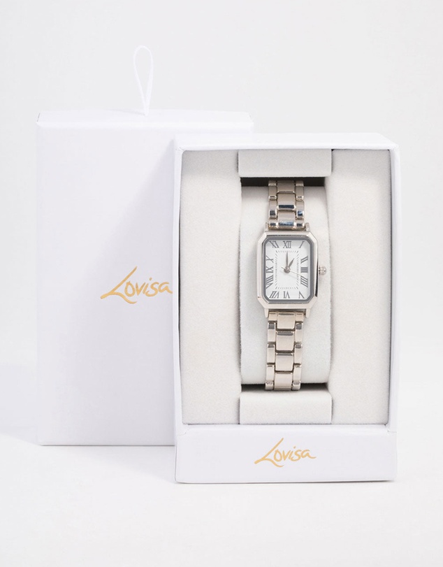 Lovisa - Silver Rectangle Roman Numeral Watch