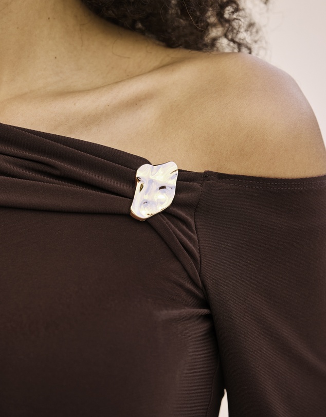 Sosandar - Gold Detail Off The Shoulder Top