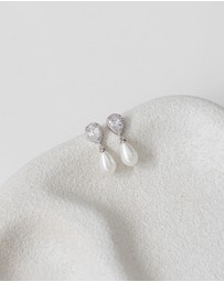 The White Collection - Sara - Silver Pearl Bridal Earrings