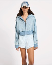 ONE TEASPOON - Cropped Fleece Zip Hoody - Washed Blue
