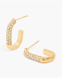 Lovisa - Waterproof Gold Plated Stainless Steel Diamante Half Oval Hoop Earrings