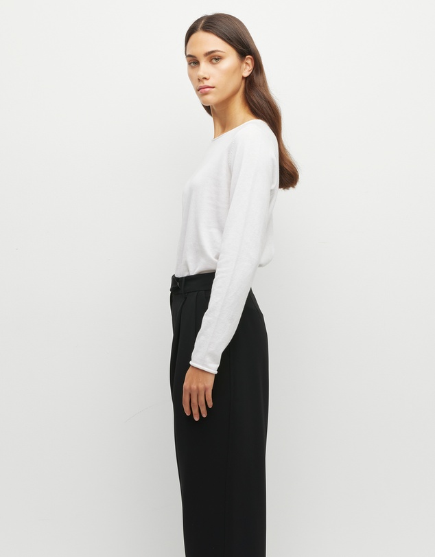 JH Lounge - JHL Crew L/S T (Fine Cotton Cashmere) White