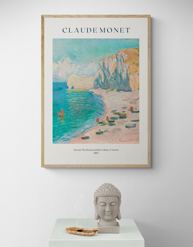 Inka Arthouse - The Beach and the Falaise d'Amont by Claude Monet Art Print