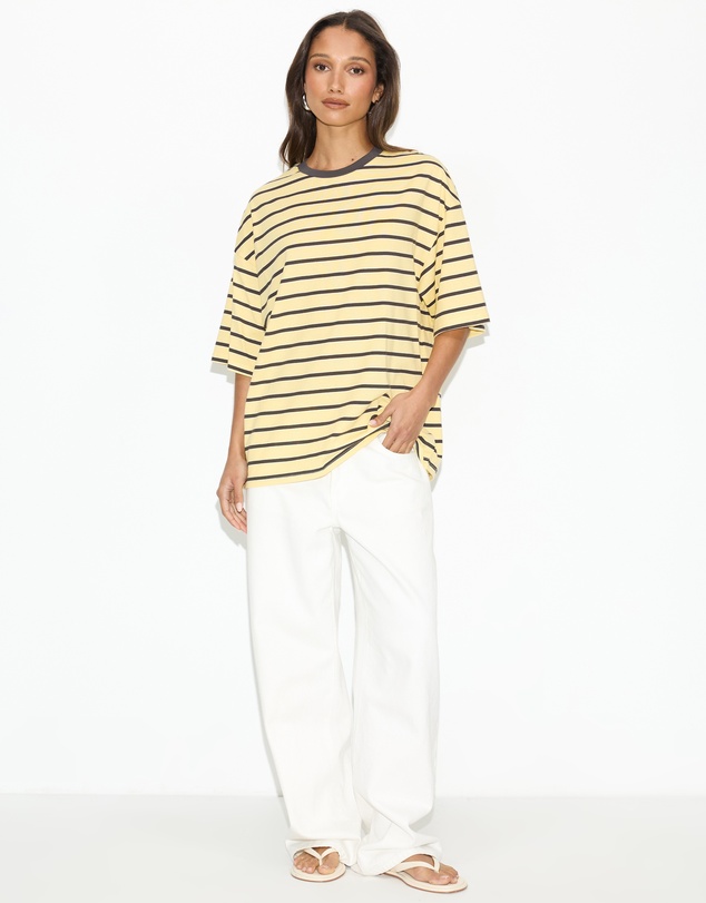 Dazie - Nostalgia Stripe Oversized Boyfriend Tee