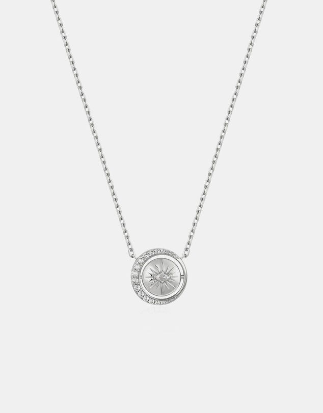 Ania Haie - Silver Reversible Pave Moon Evil-Eye Necklace