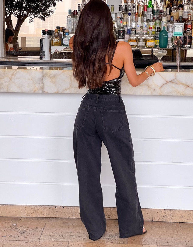 Beginning Boutique - She's Yours Black Wide Leg Boyfriend Jeans