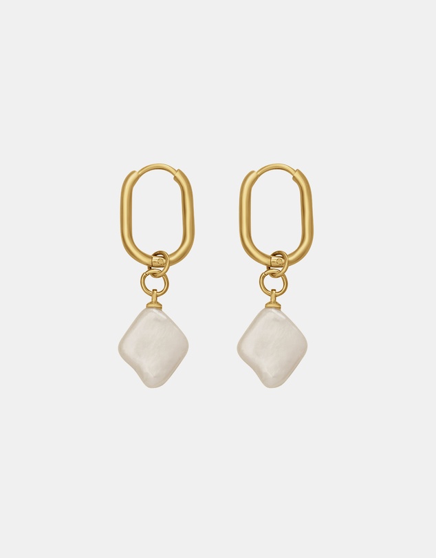 Zoe Olivia - Waterproof Freshwater Pearl Oval Huggie Hoops