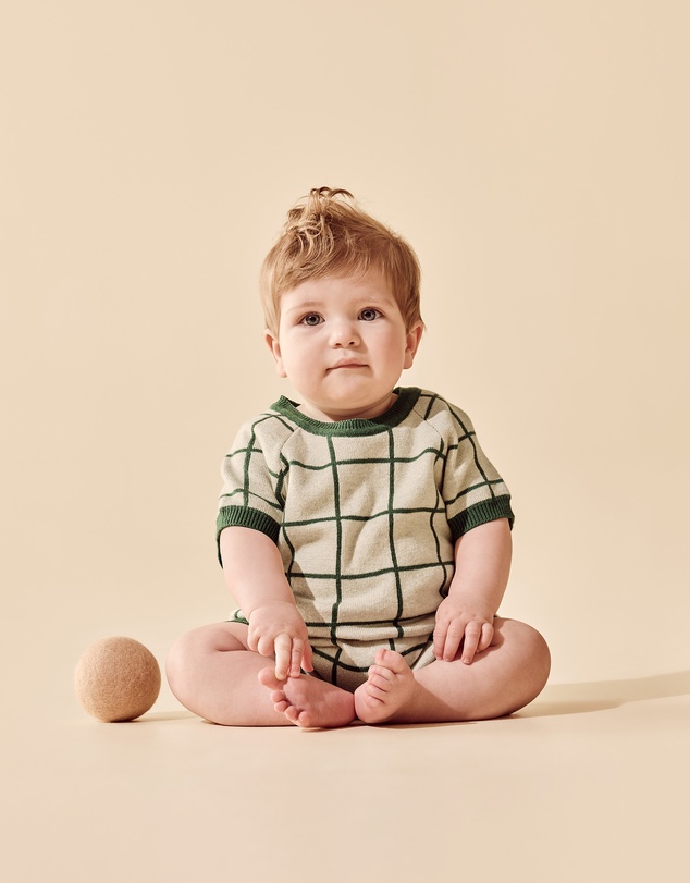 Wilson & Frenchy - Organic Knitted Check Growsuit - Babies