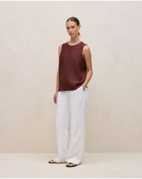 Trenery - Delave Linen Shell Tank in Espresso