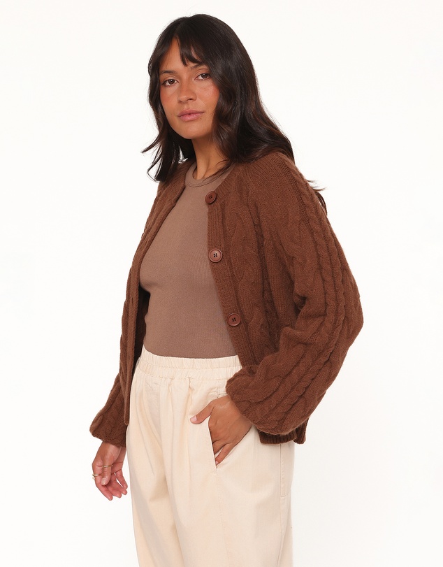 Petal & Pup - Nika Cable Knit Cardigan - Brown