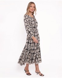 Petal & Pup - Faris Off Shoulder Midi Dress - Black Geo