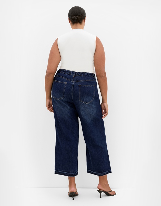 City Chic - Plus size Harley Fit Avery Wide Leg Crop Jean - dark wash