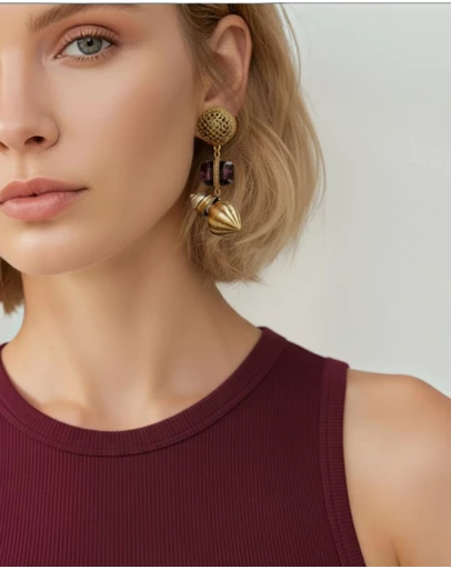 Mossée - Estelle Vintage Gemstone & Pearl Drop Earrings