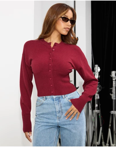 Dazie - Mira Cinched Waist Button Up Cardigan