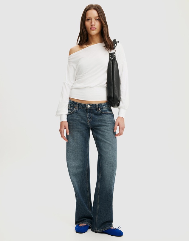 Cotton On - Sage Off Shoulder Long Sleeve Top