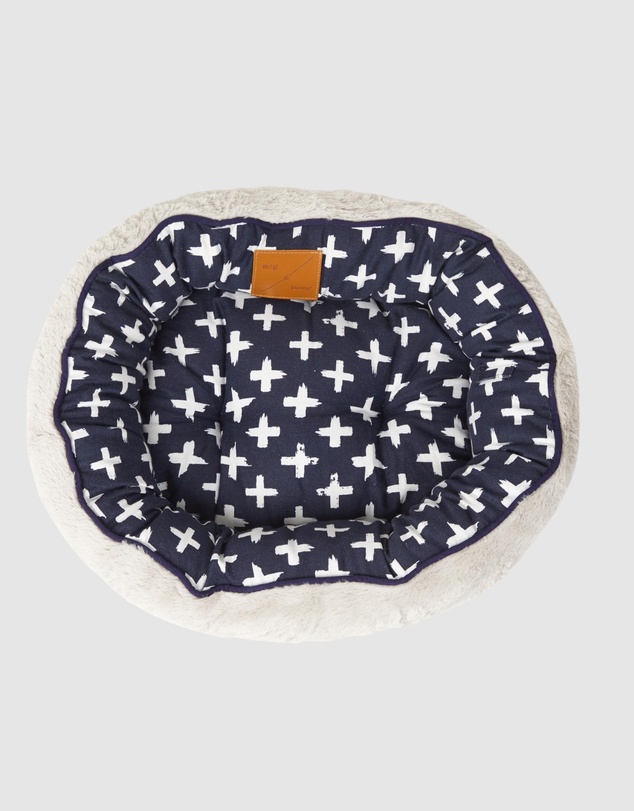 Mog & Bone - 4 Seasons Reversible Circular Dog Bed - Navy Cross Print