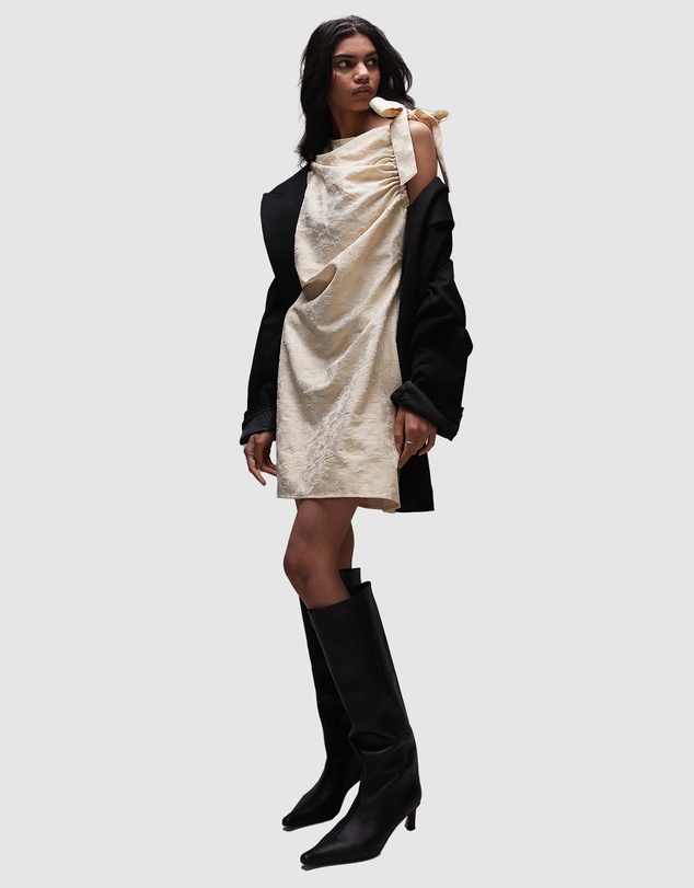 TOPSHOP - Tie Shoulder Jacquard Mini Dress