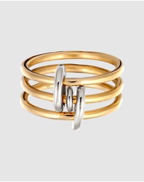 Elli Jewelry - Ring Trio Bicolor 925 Sterling Silver Gold-Plated