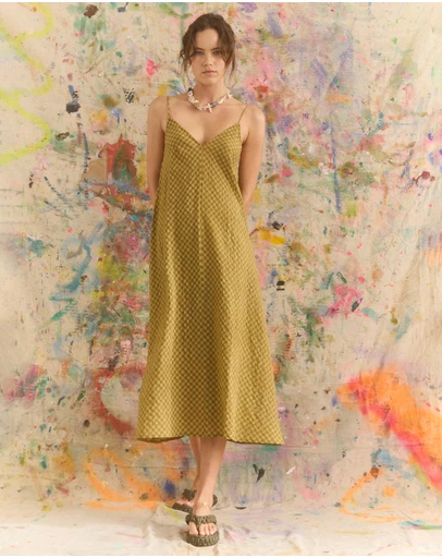 KINGA CSILLA - Hulia Check Daje Slip Dress