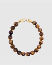 Nialaya Jewellery - Brown Tiger Eye Healing Bracelet with Gold Lock