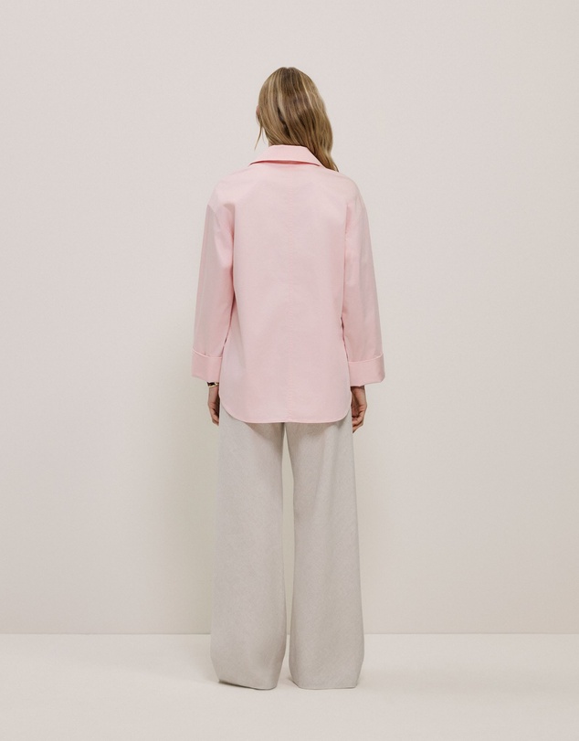 Trenery - Poplin Relaxed Longline Shirt in Blossom Pink