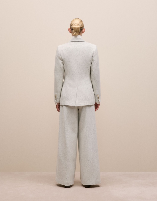 Trenery - Italian Wool Blend Single Breasted Blazer in Light Grey Marle