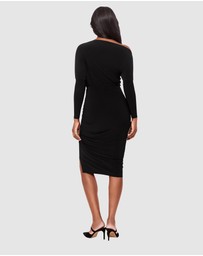 Miraclesuit Shapewear - Niki Off Shoulder Boat Neck Long Sleeve Shaping Dress