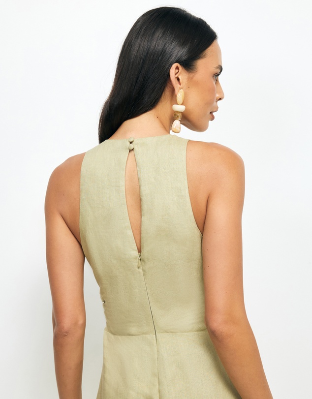 AERE - Elow Ruched Linen Midi Dress
