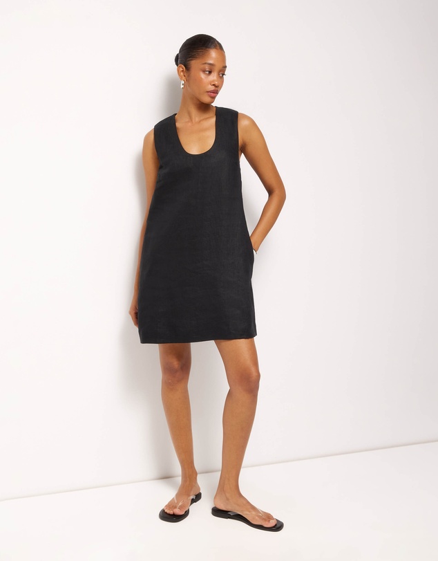 AERE - Orla Linen U-Neck Mini Dress