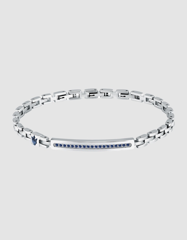 Maserati - Maserati Men's Stainless Steel Blue Logo Bracelet